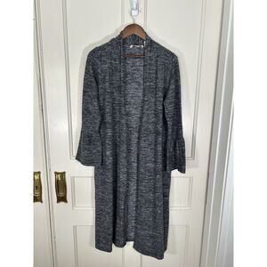 Soft Surroundings Heathered Duster Cardigan Sweater Womens Size Medium Charcoal